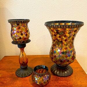 Vintage Partylite candle holders. Colorful and warm.